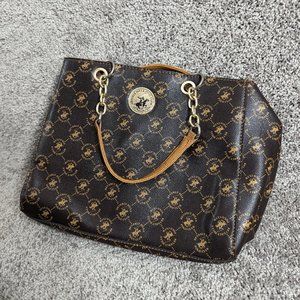 Beverly Hills Polo Club Monogram Logo Print Tote Bag